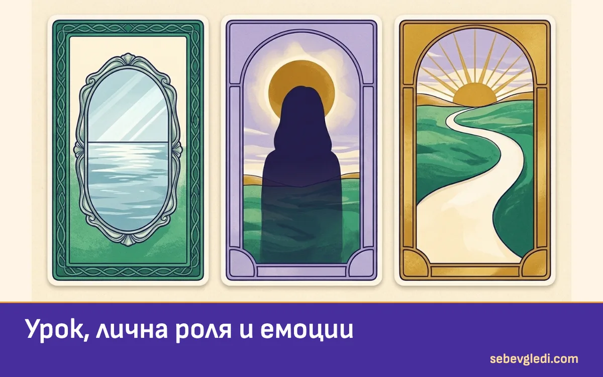 Три карти с огледало, сянка и отворен път