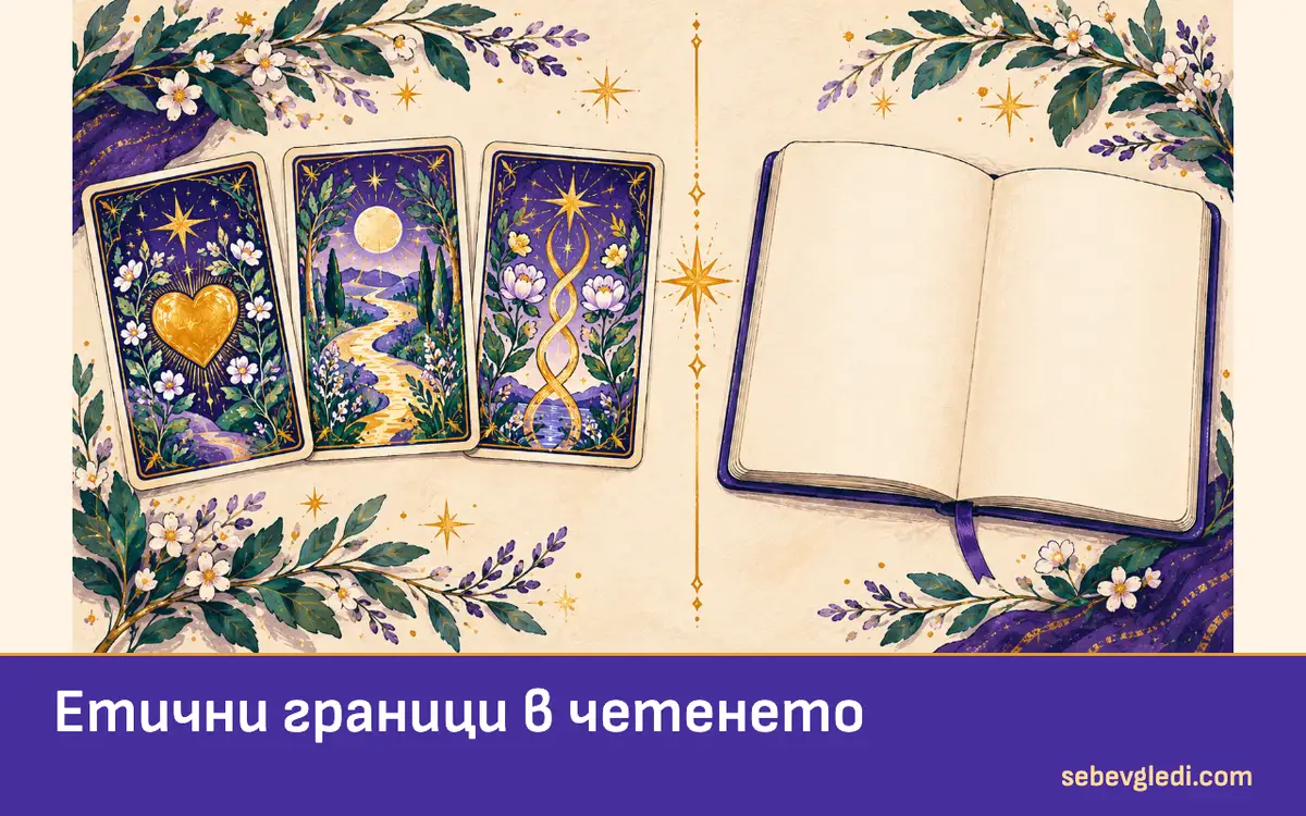 Таро подредба и отделен бележник, разделени със златна граница