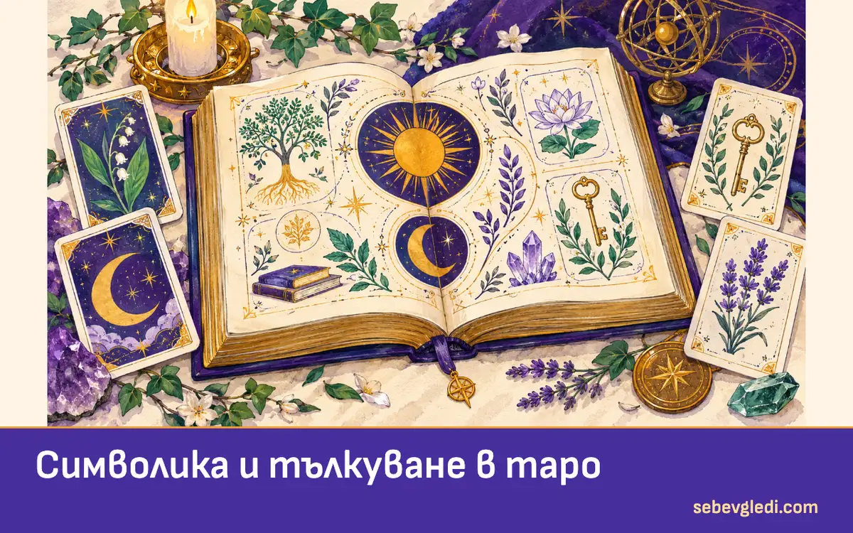 Различни таро карти и отворен наръчник за символите им