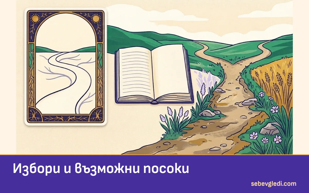 Таро карта до разклонение и отворен бележник
