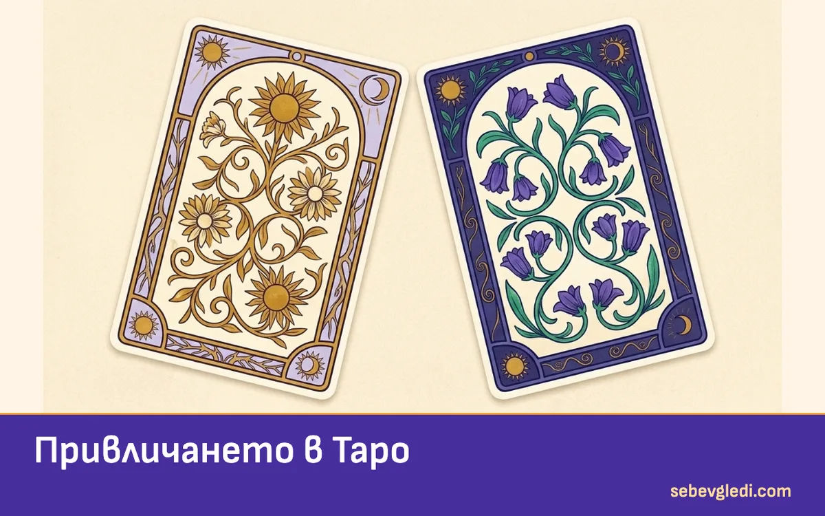 Две таро карти с топли и хладни цветове