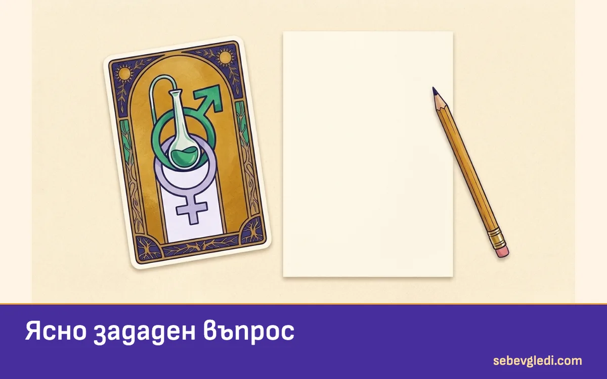 Таро карта до лист за въпрос и молив