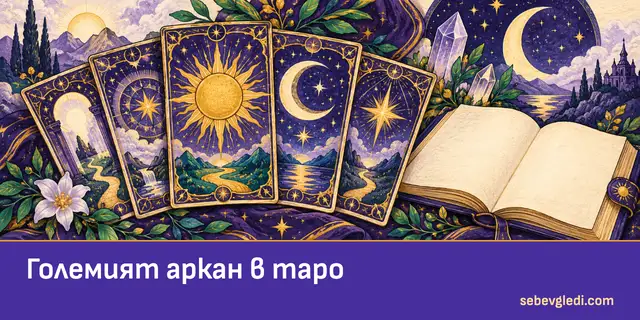 Карти с луна, слънце и звезда до наръчник за Големия аркан