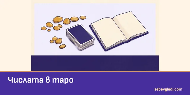 Групи златисти камъчета до таро колода за числовата символика