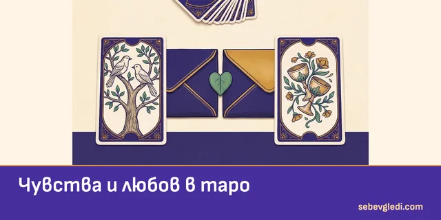 Таро карти и писма около лист във форма на сърце