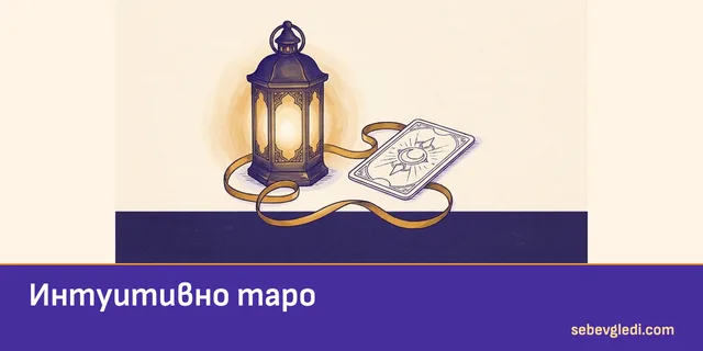 Фенер и златна нишка до карта за интуитивно таро