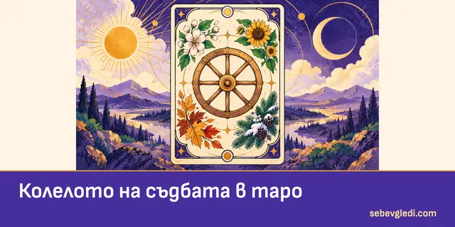 Таро карта с колело и циклично подредени символи