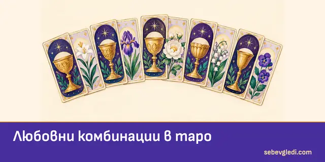 Двойки таро карти с чаши и цветя за любовни комбинации