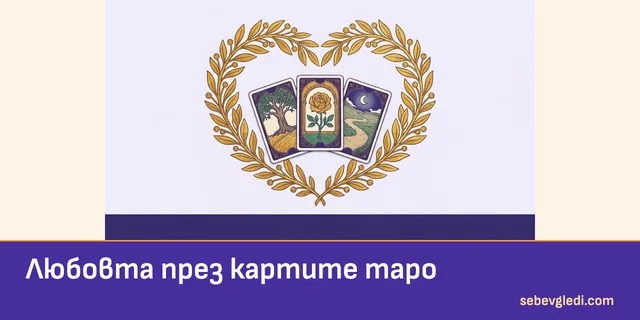 Три таро карти в растителен венец с форма на сърце