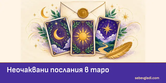 Писмо и златно перо до три таро карти