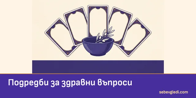 Пет таро карти до керамична купа и маслинова клонка