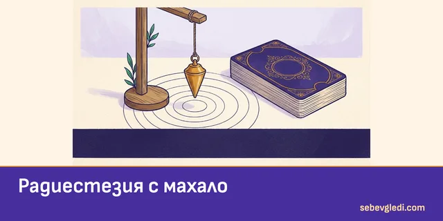 Месингово махало над концентрични кръгове до таро колода