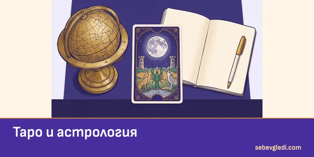 Небесен глобус и лунна таро карта за астрологията