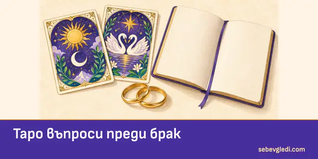 Халки и две таро карти до бележник с въпроси преди брак