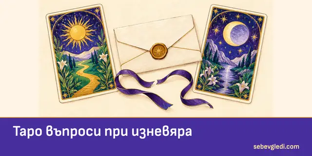 Таро карти и сгънато писмо за въпросите при изневяра