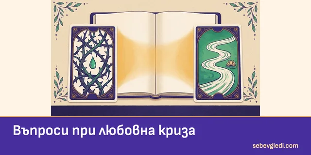 Бележник между две таро карти за въпросите при любовна криза